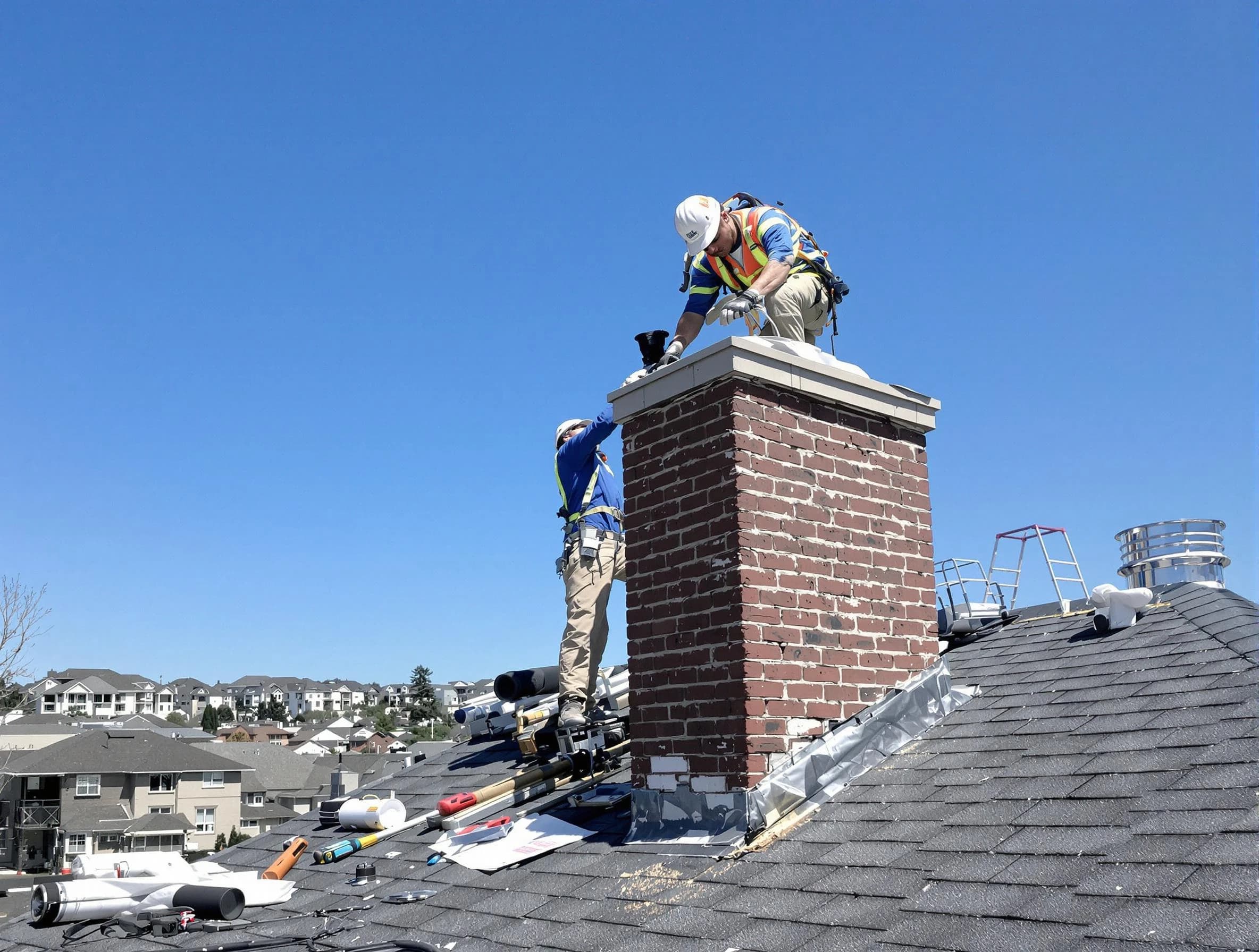 Todd Creek Chimney Sweep repairing a chimney crown in Todd Creek, CO